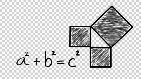 Pythagorean theorem with right triangle, Pythagoras theorem triangle Stock Illustration