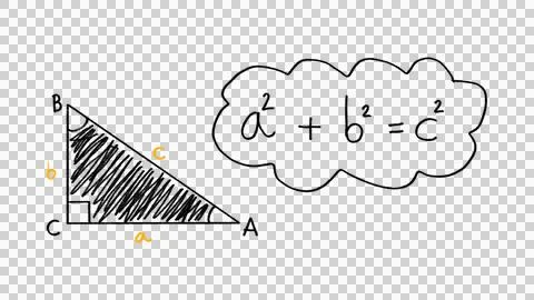 Pythagorean theorem with right triangle, Pythagoras theorem triangle Stock Illustration