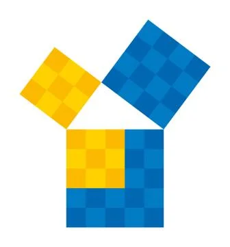 Pythagorean theorem shown with subdivided colored squares Stock Illustration