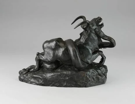 Python and a Gnu Cast 1930 1940 France. Bronze . Antoine Louis Barye Copyr... 스톡 사진