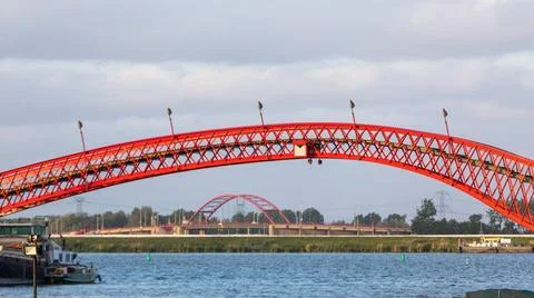 Python Bridge Arch Red Python Bridge Arch in Amsterdam Netherlands Copyrig... 写真素材