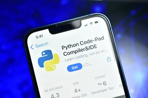 Python code app on making apps and website Stock Photos