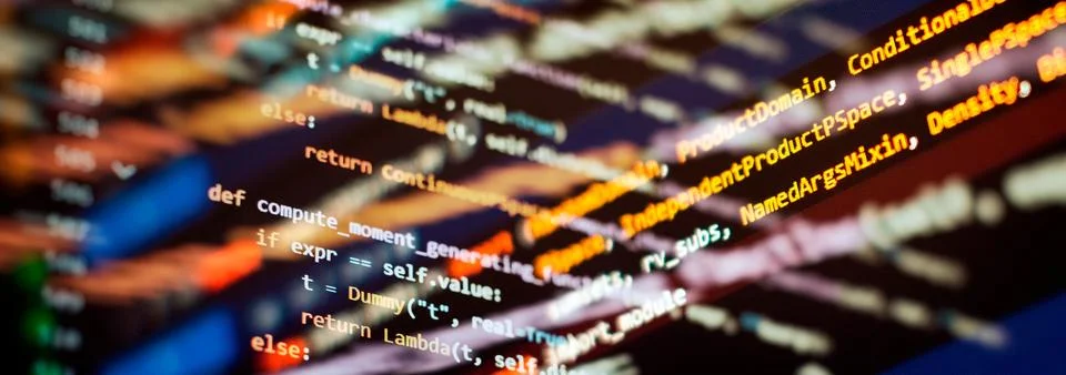 Python code computer screen. Mobile application design Concept. Stock Photos