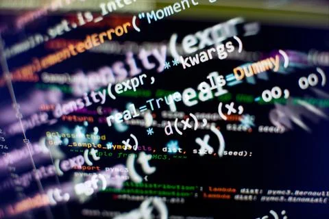 Python code computer screen. Mobile application design Concept. Stock Photos