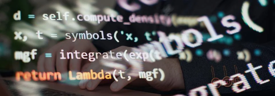 Python code computer screen. Mobile application design Concept. Stock Photos