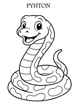 Python Coloring Page – Printable Snake Reptile Art 스톡 일러스트