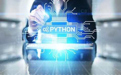 Python high-level programing language. Application and web development concept 写真素材