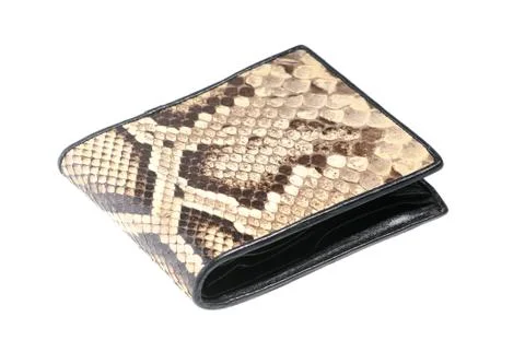 Python leather wallet - illegal endangered species product Stock Photos