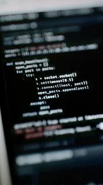 Python open port loop using sockets Fotos Stock