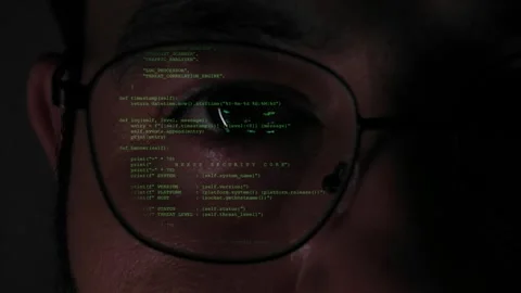 Python Programming Code Reflection On Glasses Screen Close Up View 스톡 동영상 343021489