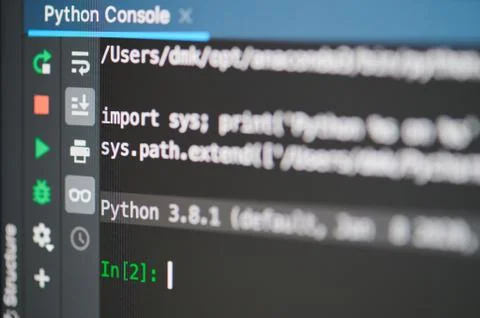 Python programming console Stock Photos