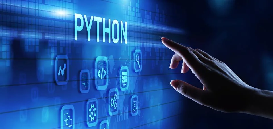 Python programming language application development coding internet technology Stock Photos
