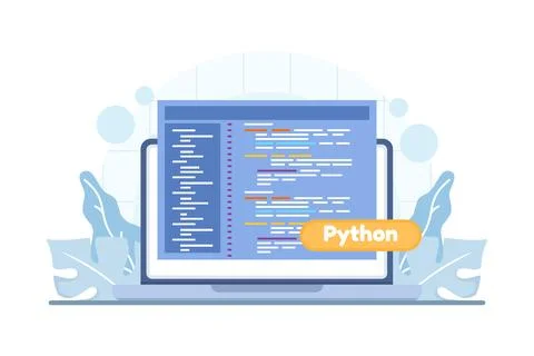 Python programming language code on computer screen Stock Illustration