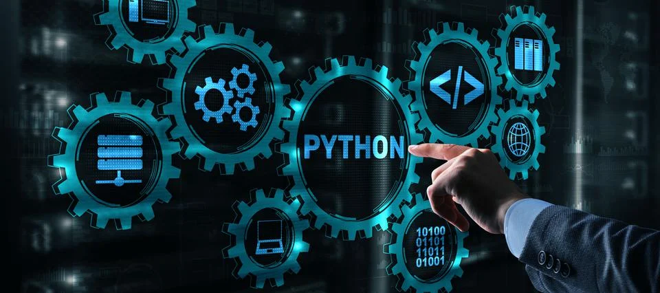 Python Programming Language. Programing workflow abstract algorithm concept on Stock Photos