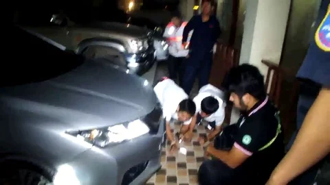 Python pulled out from car bumper in Thailand 库存影片 106315390