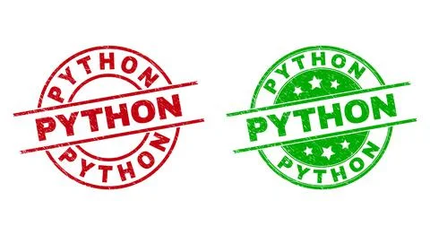 PYTHON Round Seals with Distress Texture Stock Illustration