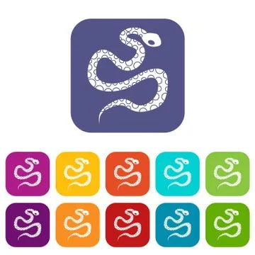 Python snake icons set flat Illustrazione stock
