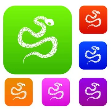 Python snake set color collection 스톡 일러스트