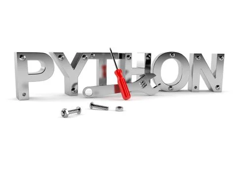 Python text with bolt and tools Stock Illustration