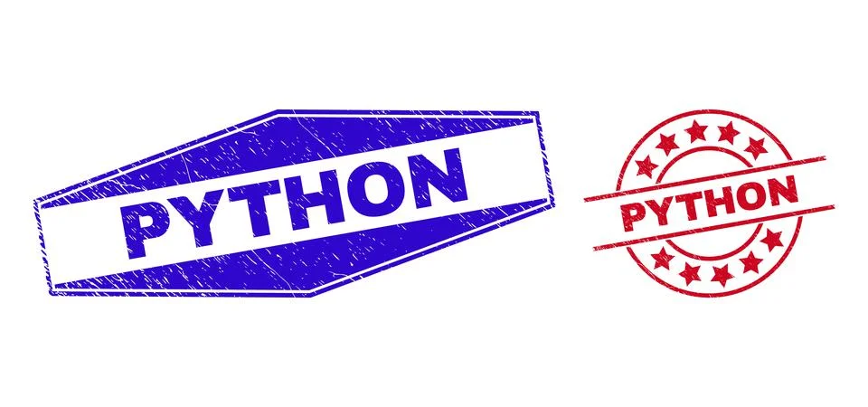 PYTHON Textured Badges in Circle and Hexagonal Forms Illustration