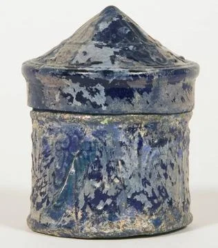 Pyxis (Container for Personal Objects) 1 CE 100 CE Roman Empire. Glass, mo... Stock Photos