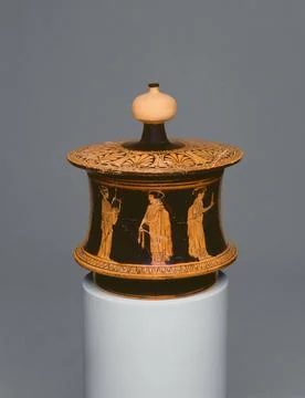 Pyxis (Container for Personal Objects) 430 BCE 420 BCE Athens. Nine women ... Stock Photos