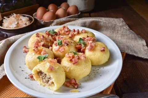 Pyzy are a type of polish dumpling Stock Photos