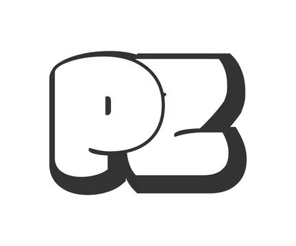 PZ logo, bubble comic lettering, rounded in graffiti style black and white .. Stock Illustration
