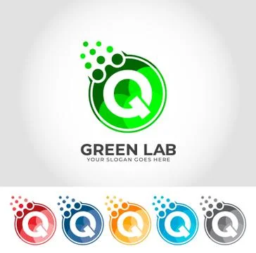 Q Alphabet Lab Creative Logo Design Concept Stock Illustration