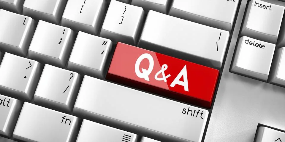 Q and A - computer keyboard - 3D illustration Stockillustratie