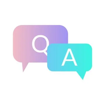 Q and A gradient icon Question and Answer with speech bubble symbol Stock Illustration