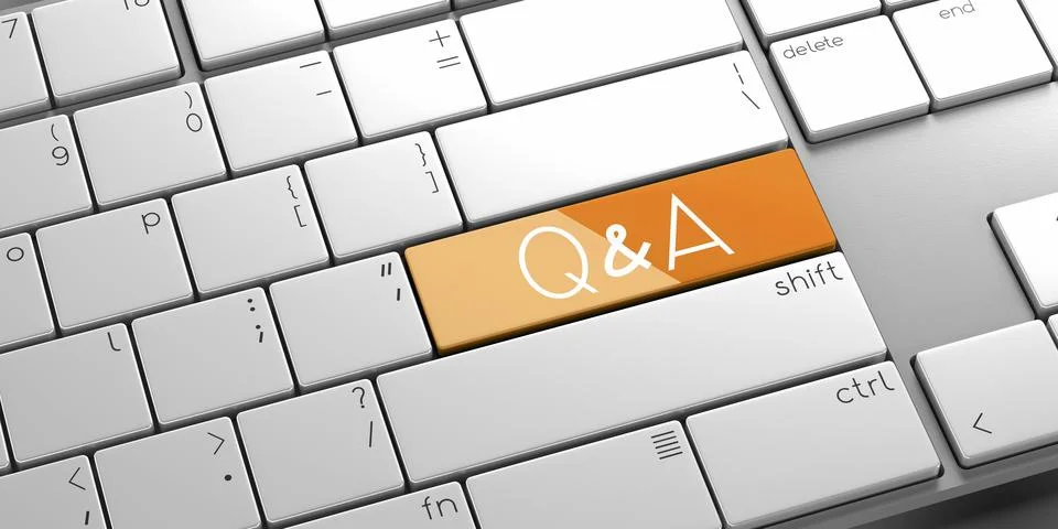 Q and A - modern computer keyboard - 3D illustration Stockillustratie