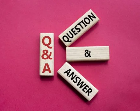 Q and A - Question and Answer. Wooden cubes with words Q and A. Beautiful r.. Stock Photos