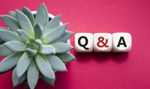 Q and A - Question and Answer. Wooden cubes with words Q and A. Beautiful red Stock Photos