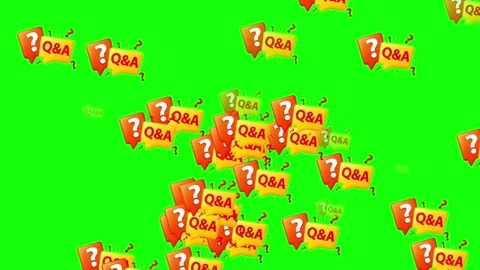 Q and A Speech Bubble Animation with Question Marks on Green Screen Stock Footage 341675200