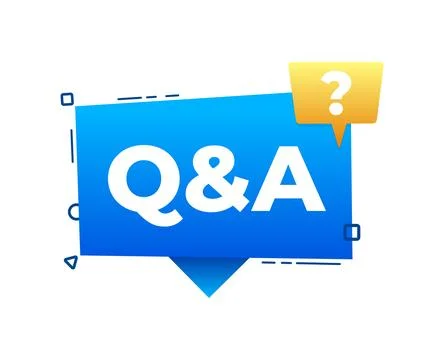 Q and a speech bubble asking questions getting answers solving problems banner Illustrazione stock