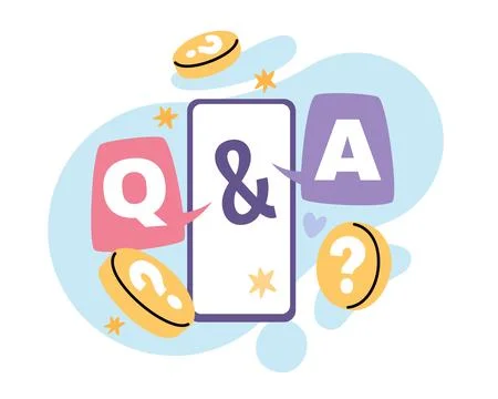 Q and A. Speech bubbles, question and answer symbols, online help, customer Stock Illustration