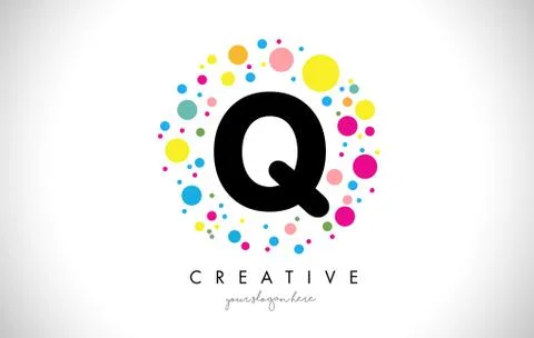 Q Bubble Dots Letter Logo Design with Creative Colorful Bubbles. Stock Illustration