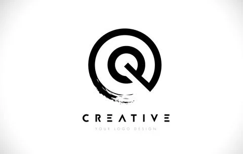 Q Circular Letter Logo with Circle Brush Design and White Background. Stock-Illustration