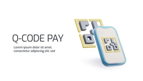 Q-Code payment vector illustration 3D icon Stockillustratie