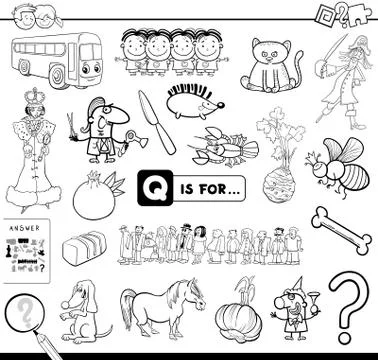 Q is for educational game coloring book 스톡 일러스트