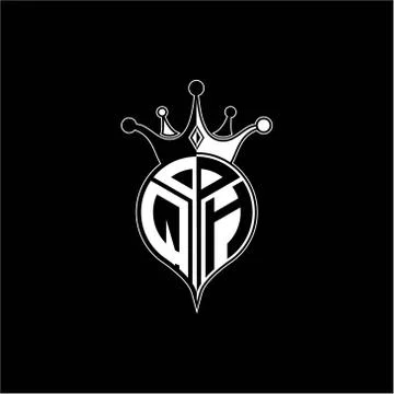 Q H circle monogram logo emblem style with clown crown shape vector decoratio Stock Illustration