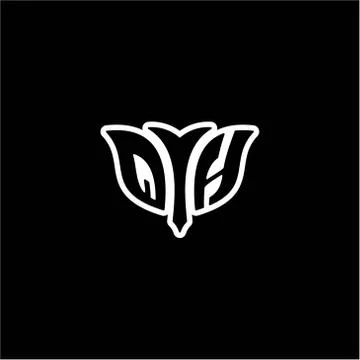 Q H Initials bow arrow, simple modern minimalist design. black and white. Stock Illustration