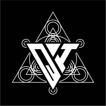 Q I Monogram letter logo with triangle shape design template with sacred geom Stock Illustration