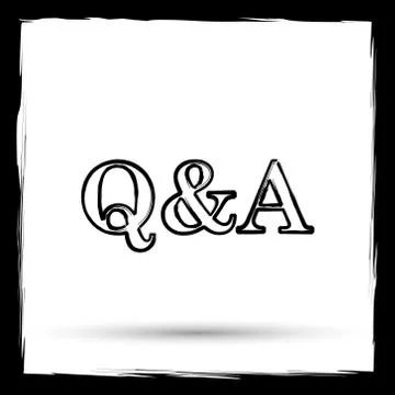 Q&amp;A icon. Internet button on white background. Outline design imitating paint Illustrazione stock