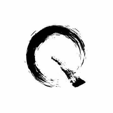 Q initials in brush ink art style logo and vector icon Stock Illustration