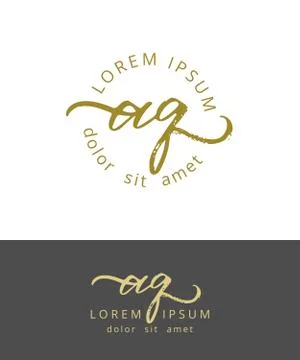 A Q. Initials Monogram Logo Design. Dry Brush Calligraphy Artwork Stock Illustration