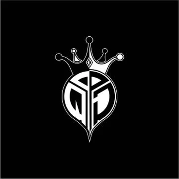 Q J circle monogram logo emblem style with clown crown shape vector decoratio Stock Illustration