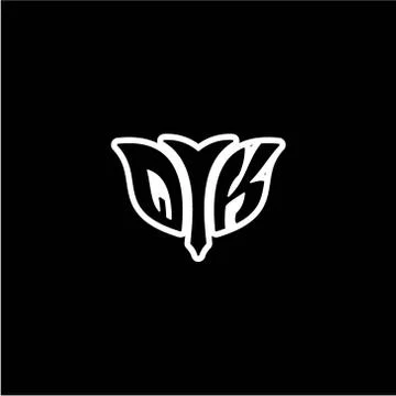 Q K Initials bow arrow, simple modern minimalist design. black and white. Stock Illustration