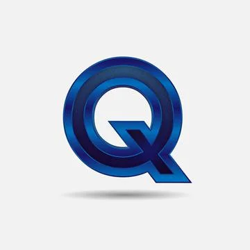 Q letter with glitter rendering effect, blue color design, vector illustration Stock Illustration